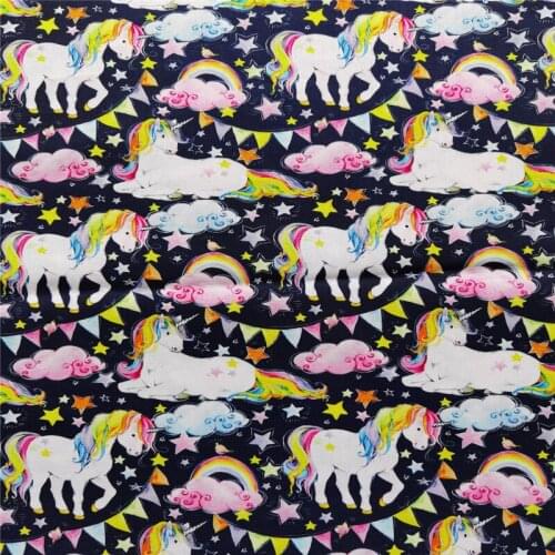 Beautiful 100% Cotton Fabric Unicorn Stars Flags Clouds Digital Print Sewing Material DIY Home Patchwork Dress Clothing