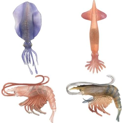 High Simulation Shrimp Squid Ocean Animal Model Figurine Table Decor Kids Toy