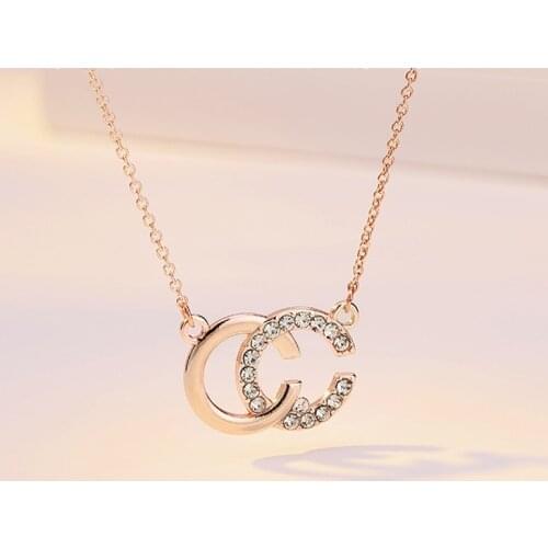 Hot Sale Advanced Texture Double C Necklace Female Korean Version Simple Personality Clavicle Chain Temperament Fashion Gift