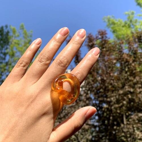 LUNA CHIAO Fashion Jewelry Transparent Resin Statement Ring - Heart Shape Rings for Women