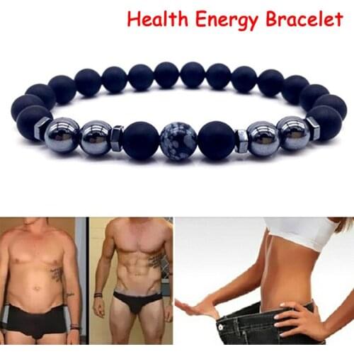 Magnetic Bracelet Beads Hematite Stone Therapy Black 6.5cm Cool Health Care Magnet Hematite Beads Bracelet Men Women Jewelry