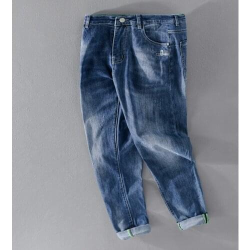 Spring and summer ankle-length cotton jeans pants men casual stretch comfortable denim trousers men Italy mens clothes pantalon