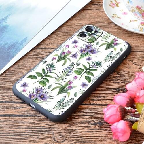 For iPhone Watercolor Botanical Collection of Herbs And Spices Print Soft Matt Apple iPhone Case