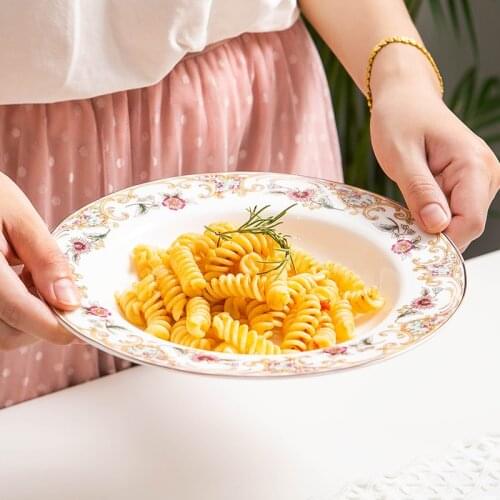 4pcs set, 8inch, fine bone china soup dish set. ceramic dinner serving dish, kitchen plates soup deep plate, restaurant dishes