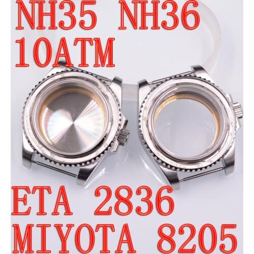 NH35 NH36 10ATM Fit Waterproof ETA2836 2824 NH35A Miyata 8205 8215 DG 2813 3804 Movement 40mm transparent glass case back