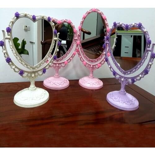 Newest Makeup Mirror 2 Sides Heart-shaped Standing Mirror Table Cosmetic Mirror For Dresser Desktop Mirror fashion Big Mirror