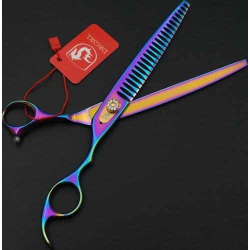 DRGSKL 440C rainbow hair thinning scissors pet grooming scissors, 8.0 inch dog hair shears pet grooming thinning scissors
