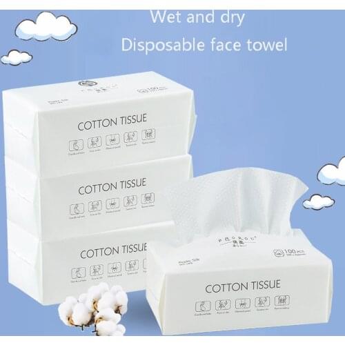50/100 Sheets Draw-Out Face Towel Disposable Cotton Cleansing Towel Travel Makeup Wipes Facial Cleansing Cotton Tissue