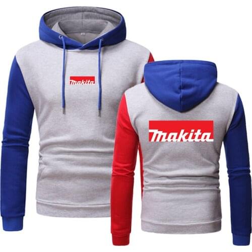 Autumn 2021 Mens Makita Logo Comfortable College Movement Hoodies Printing Splicing Tops Popular Hooded Clothing Coats