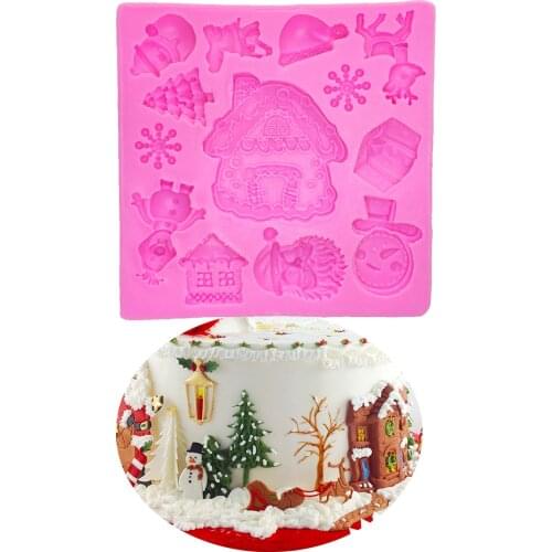 Christmas Series Silicone mold snowflake Snowman fondant mold cake decorating tools chocolate gumpaste mold T1089