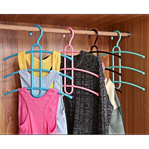 Ru sellers!5Pcs multi Three Layer Anti-skid Plastic Dryer Fishbone Type Multilayer Clothes Rack Wardrobe Hanging Clothes Hanger