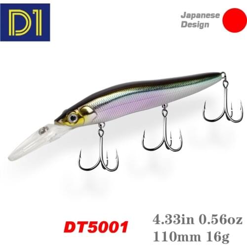 D1 Long Lip Minnow Fishing Lures 110mm 16g Slow Floating Jerkbait Wobblers Artificial Isca Bass Trout Fishing Tackle DT5001