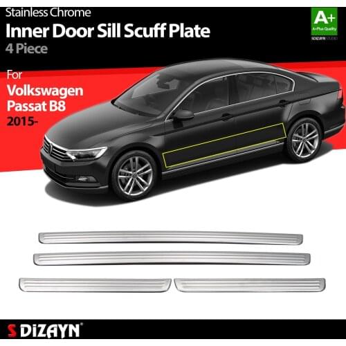 For Volkswagen Passat B8 Chrome Inner Door Sill Scuf Plate Stainless Steel 4 Pcs VW Interior Car Accessories Parts Auto Products