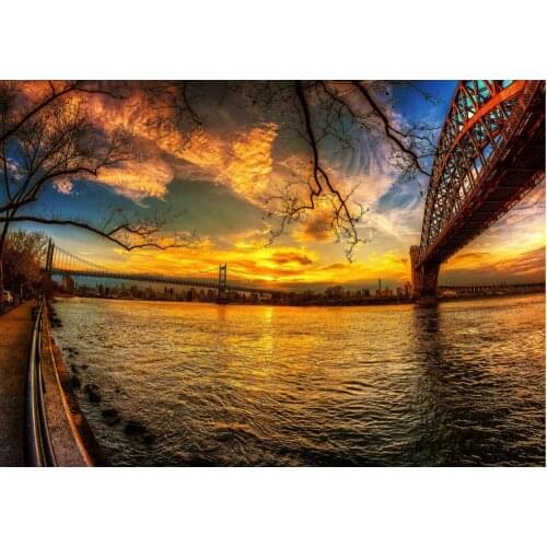 SUNSET VIEW OVER BRIDGE SEASCAPE SCENERY Art print Silk poster Home Wall Decor