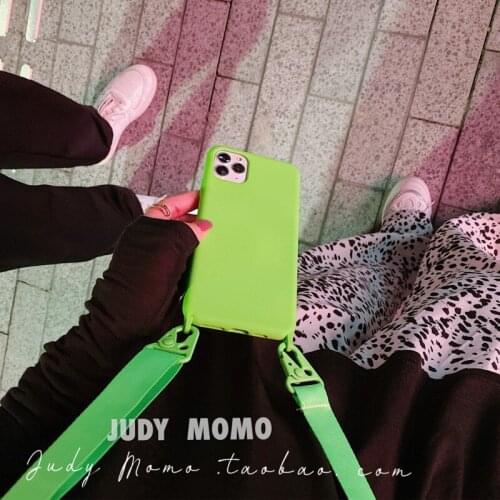 Crossbody Necklace Shoulder Phone Case For iPhone 11 12 Pro Max 12 MiNi X XR XS 6S 7 8 Plus Silicone Cover Long Strap Lanyard