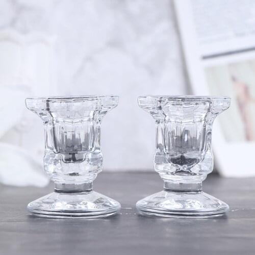Glass Candle Holders Wedding Candlestick Fine Transparent Crystal Glass Candle Stand Dining Home Decoration NEW 2021