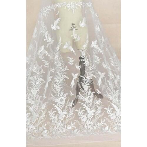 130x50cm High Quality Tulle Embroidered transparent net Lace Fabric For Wedding DIY Crafts Sewing Suppies Decoration Accessories