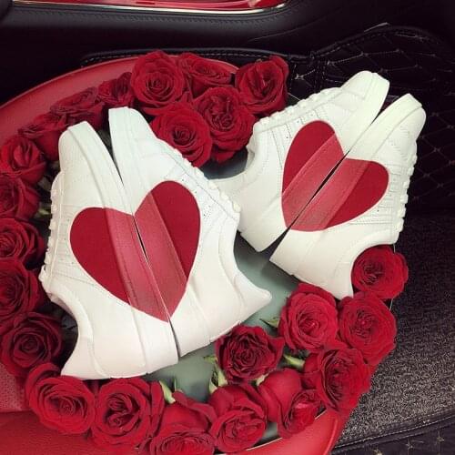 2021 Spring Woman Sneakers White Casual Shoes Lovers Red hearts Fashion Flats Ladies Vulcanized Shoes Zapatos De Mujer shoes