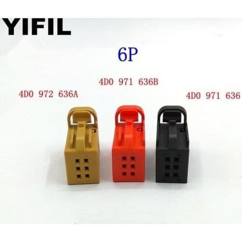 10pcs/lot 6 Pin/Way Car Tire Pressure Alarm Plug Connector For Volkswagen Golf CC Jatta Skoda Fabia Audi A3 A4 4D0 971 636