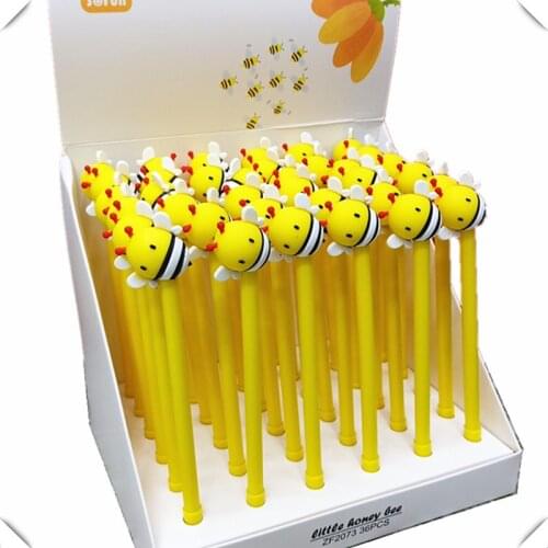 1pc Yellow Bee Silicone Doll Gel Pen Student Stationery School Office Supply Blue Ink Kids Rollerball Pen