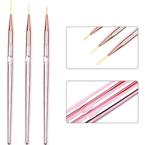 3Pcs Sequins Nail Art Brush Drawing Painting Carving UV Gel Manicure Tools