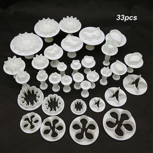 33 Pcs Fondant Cake Decorating Sugarcraft Plunger Cutter Tools Mold Mould Cookies Bakeware Sets 2021 New Arrivals