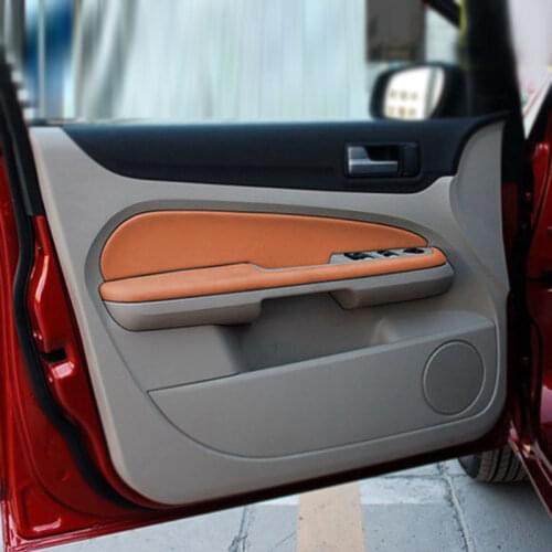 4pcs Car Door Handle Armrest Panel Microfiber Leather Cover Interior Trim For Ford Focus 2005 2006 2007 2008