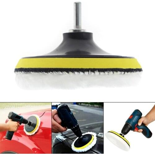 6pcs Wool Waxing Pads Soft Buffing Pads Kit with Back Plate Driller Adapter for Car Waxing Polishing T3EF