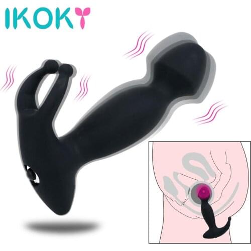IKOKY Anal Dildo Vibrator G-spot Stimulator Sex Toys for Men Women Gay Prostate Massager Silicone Anal Butt Plug Adult Products