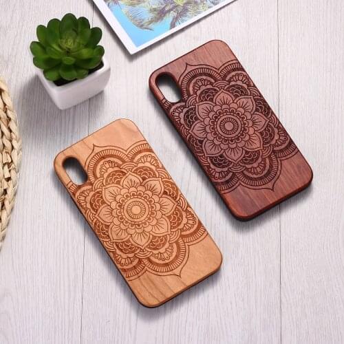 Tribal Indian Mandala Engraved Wood Phone Case Coque Funda For iPhone12 6 6S 6Plus 7 7Plus 8 8Plus XR X XS Max 11 Pro Max