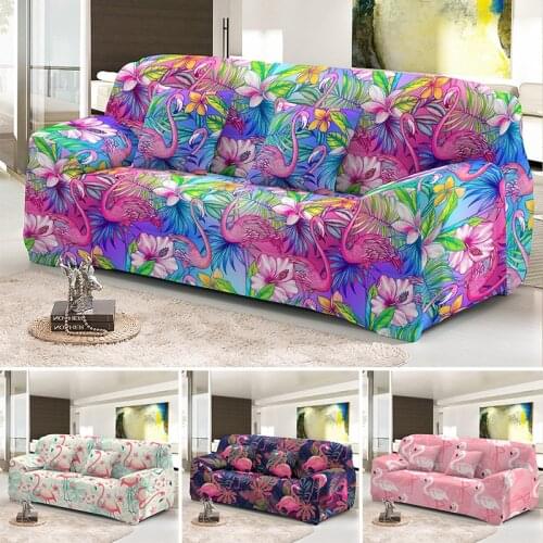 Flamingo Elastic Sofa Cover For Living Room Couch Covers Chaise Lounge Sectional Corner Slipcover 1/2/3/4 Seaters