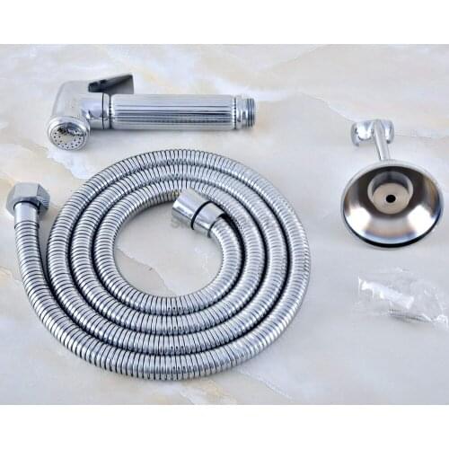 Chrome Bidet Spray Hand Held Bathroom Shower Head +Wall Bracket+1.5m Hose thh022
