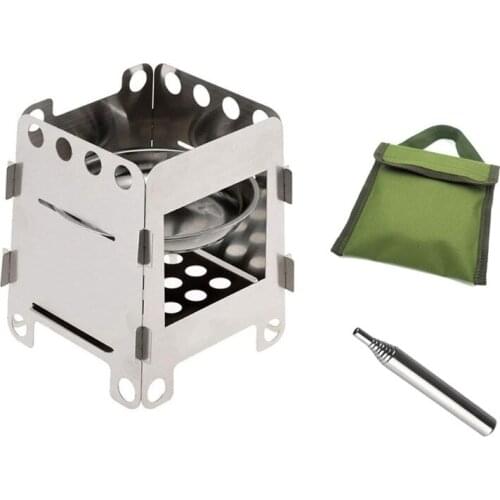 Camping Stove Wood Burning Stoves Potable Folding Stainless Steel Backpacking Stove for Picnic BBQ Camp Hiking