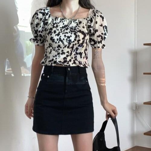 Summer New Style Blowing Puff Sleeve Design Niche Shirt Light and Mature Short Chiffon Top Short Short Sleeve Fashion Women