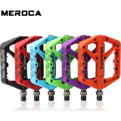 MEROCA Ultralight Seal Bearings Bicycle Bike Pedals Nylon Fiber 6 Colors Big Foot Cycling Pedals Flat Platform MTB Parts
