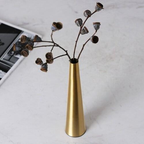 Gold-Tone Cone Type Metal Vase Living Room Library Plug Vase Decorations Decoration vase for wedding nordic decoration home