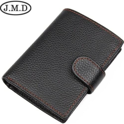 Mens Short Wallet Genuine Leather Retro Wallet Zipper Wallet Buckle Wallet New Style RFID Wallet Coin Purse