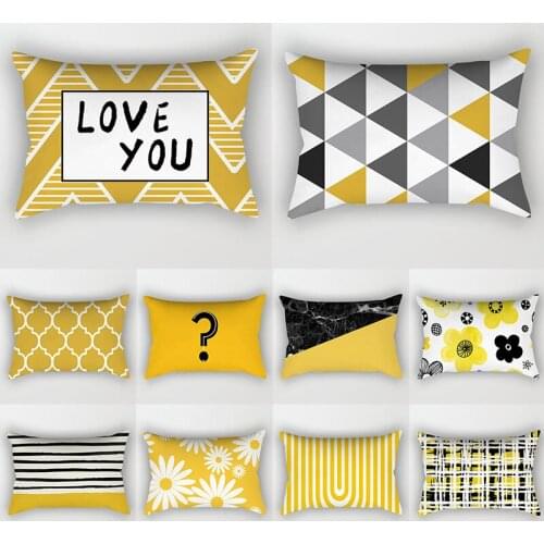 Nordic Sofa Cushion Cover Yellow Pillow Geometric Marble Polyester pillowcase Pillow Covers 30x50cm Home Decoration Decor