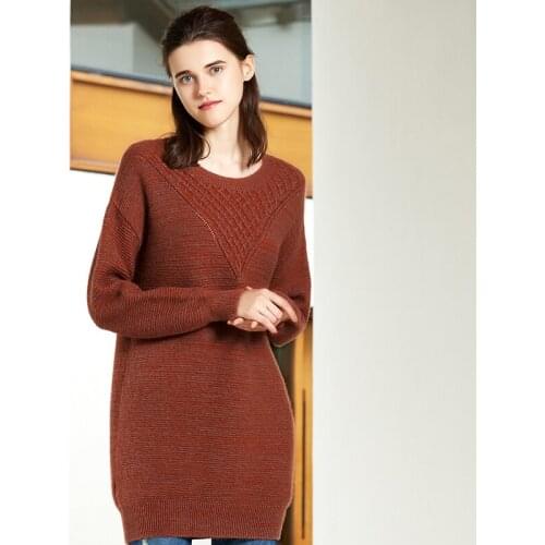 ZHILI 2018 New Autumn Crew Neck Casual Long Cashmere Sweater