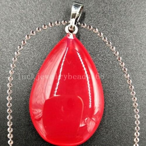 Free Shipping Women Fashion Jewelry Red Carnelian Water Drop Necklace With Chain 1pcs C5412