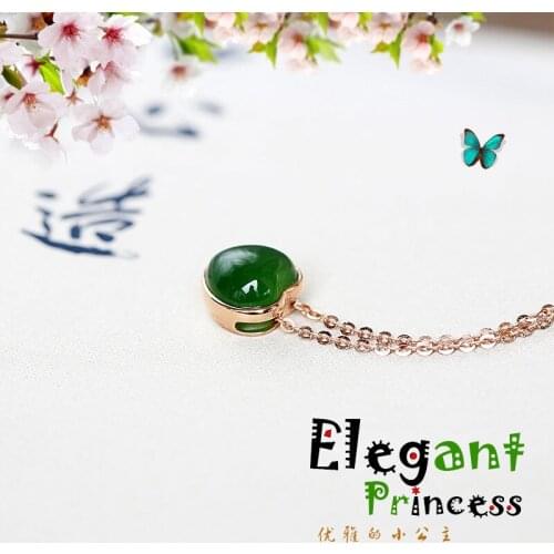18k Rose Gold Natural Green Jasper Heart Pendants Necklace Classic Wholesale Fine Women New Gift For Anniversary Birthday