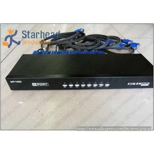 8 Port USB 2.0 KVM SWITCH, Multi-PCs VGA Switch Controller, 19' Rack mountable with Cables