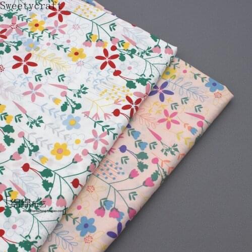Poplin Soft Cotton Flowers Printed Fabrics For Sewing Dress Clothes Quilt Textile Needlework Handicraft Per Half Meters 147x50cm