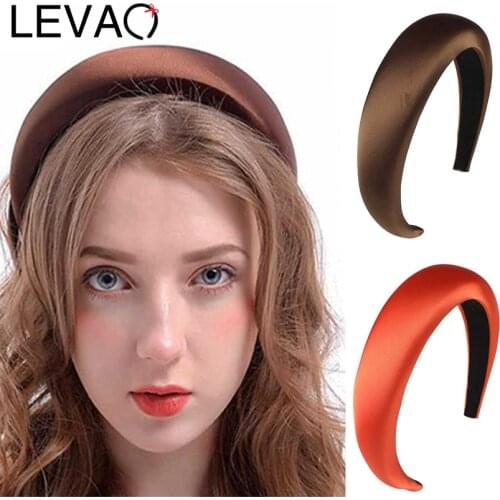 LEVAO Brigh Sponge Padded Headband Solid Color Hairbands Elegant Bezel Turban Women Girls Hair Accessories Hair Hoop Headwear