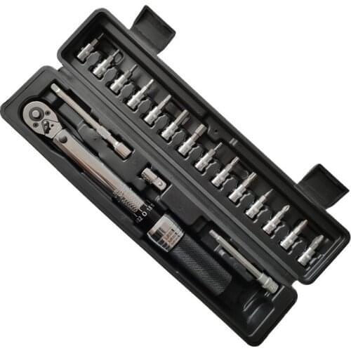 High Precision Industrial 17Pcs set 1/4 DR 1-25Nm Preset Torque Wrench Bicycle Tool Kits Bike Repair Spanner Torque Wrench Set