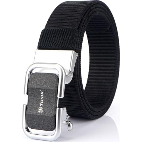 New Mens Belt Young Canvas Outdoor Trousers Belt Hard Automatic Buckle Comfortable True Nylon Military Tactical Belts For Men