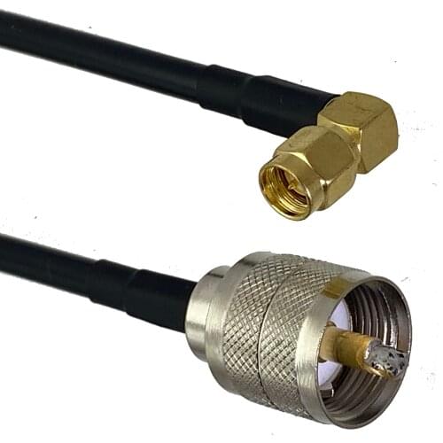 RG58 Cable UHF PL259 Male Plug to SMA Male Plug Right angle 6inch~20M