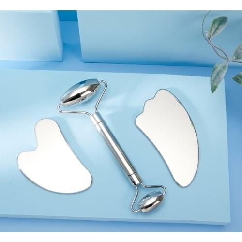 Stainless Steel Facial Massage Roller Gua Sha Tool Set Massager for Face Body Beauty Slimming Anti Wrinkle Beauty SPA Care Tools