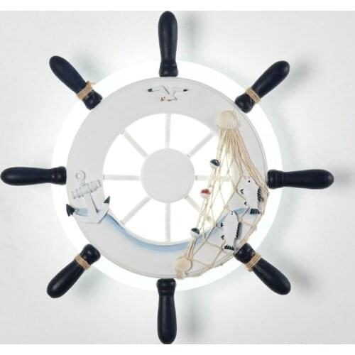 Nordic Mediterranean Rudder Beside Children Bedroom Wall Lamp Parlor Modern Creative Background Decroation Wall Led