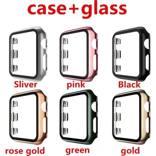 Glass+case For Apple Watch serie 5 4 44mm 40mm iWatch 3 42mm 38mm Tempered bumper Screen Protector+cover apple watch Accessories